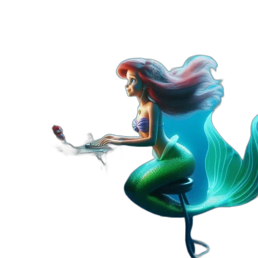 concept art, fantasy art, comic book art, pixel art, underwater, colorful, mermaid, vibrant transparent PNG cut-out