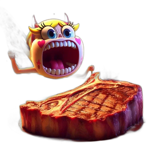 food, creature, animal, 3d render, concept art, photorealistic, pixel art, fire transparent PNG cut-out
