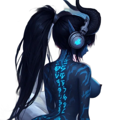 dress, staff, mask, dragon, concept art, cyberpunk, fantasy art, anime transparent PNG cut-out