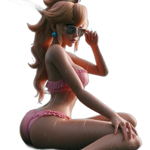 concept art, 3d render, cartoon, photorealistic, animated, female, figure, wears transparent PNG cut-out