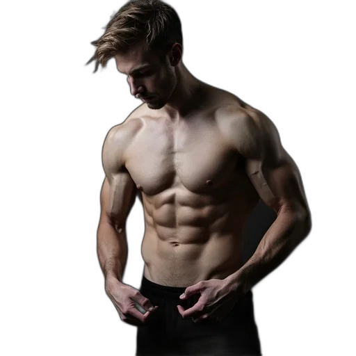 photorealistic, 3d render, concept art, bodybuildet, his, torso, chest transparent PNG cut-out