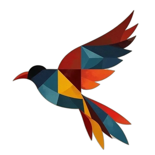 pixel art, concept art, colorful, dark, geometric, abstract, representation, bird transparent PNG cut-out