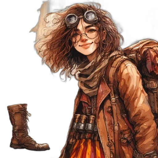 jacket, concept art, comic book art, watercolor, fantasy art, earth tones, golden, colorful transparent PNG cut-out