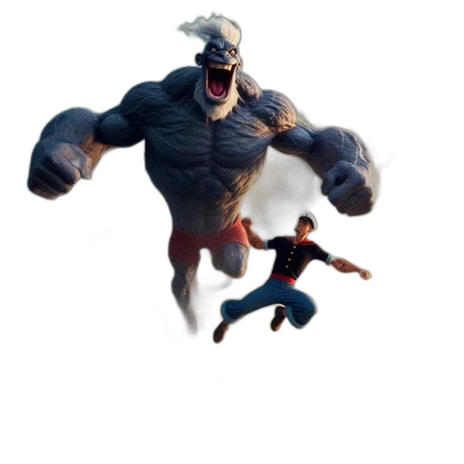 creature, animal, concept art, 3d render, comic book art, fantasy art, underwater, popeye transparent PNG cut-out