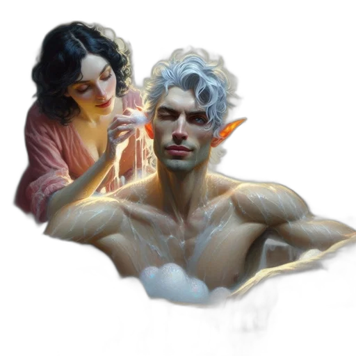 concept art, fantasy art, photorealistic, oil painting, underwater, fire, outer space, neon lights transparent PNG cut-out