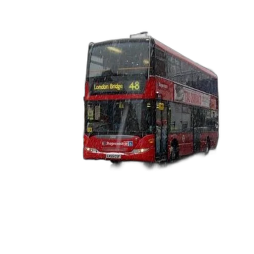 staff, photorealistic, 3d render, concept art, pixel art, city street, red, double-decker transparent PNG cut-out