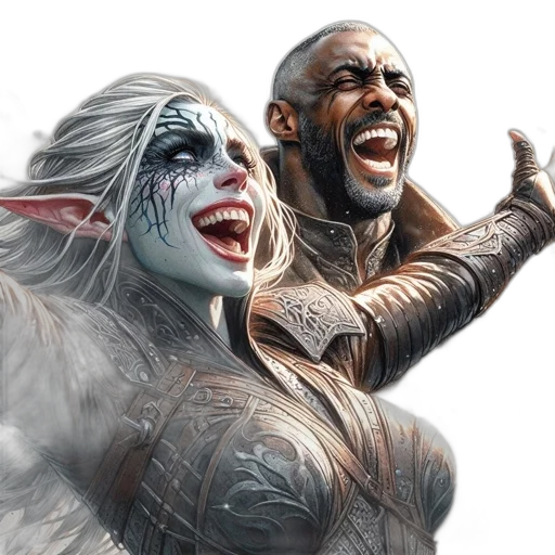 concept art, fantasy art, comic book art, two, characters, armor, unique, features transparent PNG cut-out