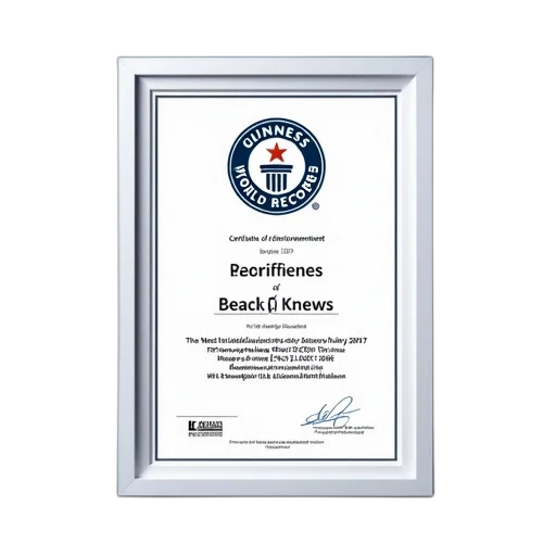 guinness, world, records, certificate, blue, background, large, circular transparent PNG cut-out