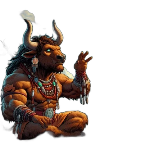 dragon, fantasy art, concept art, pixel art, 3d render, anthropomorphic, bull-like, creature transparent PNG cut-out
