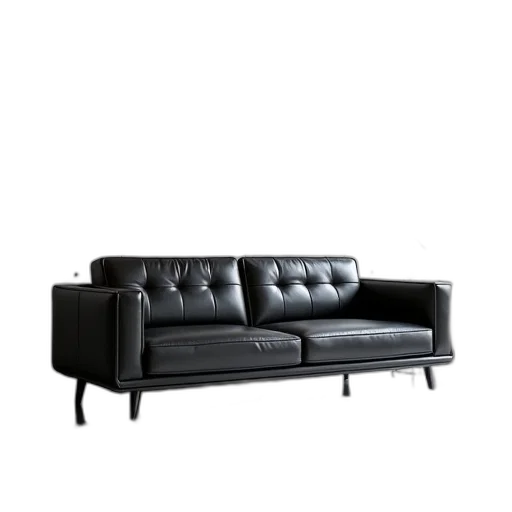 furniture, 3d render, photorealistic, dark, sleek, modern, black, leather transparent PNG cut-out