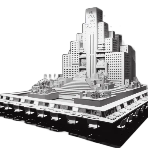 building, robot, crown, 3d render, concept art, pixel art, photorealistic, city street transparent PNG cut-out