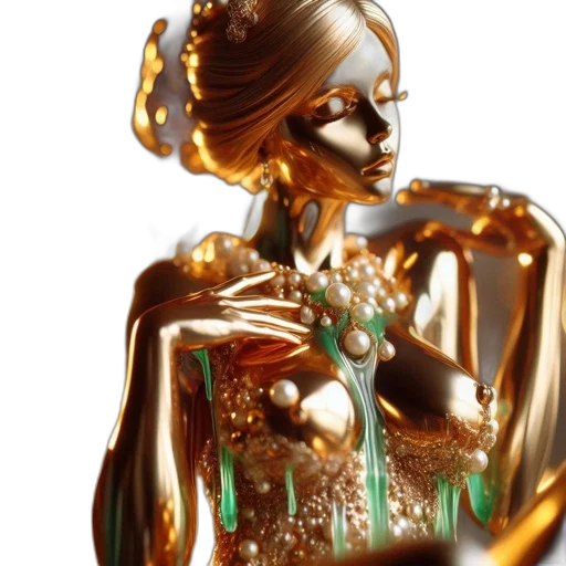 jewelry, robot, crown, 3d render, concept art, photorealistic, fantasy art, golden transparent PNG cut-out