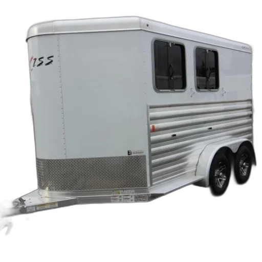 3d render, white, horse, trailer, two, windows, brand, name transparent PNG cut-out
