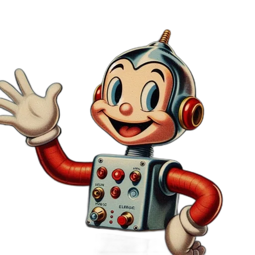 robot, staff, 3d render, concept art, cartoon, comic book art, cheerful, control transparent PNG cut-out
