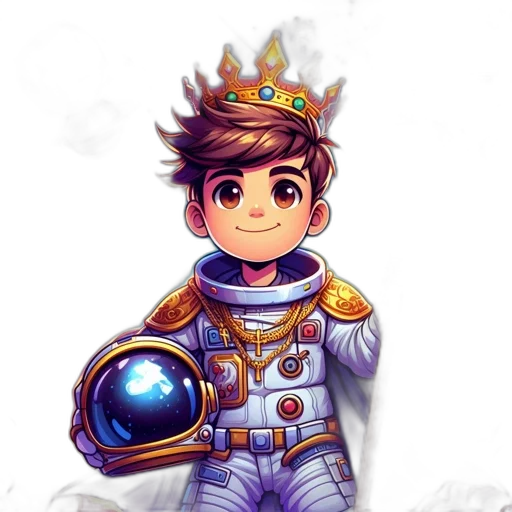crown, staff, fantasy art, pixel art, concept art, cartoon, young, boy transparent PNG cut-out