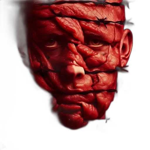 face, mask, creature, jacket, photorealistic, concept art, 3d render, comic book art transparent PNG cut-out