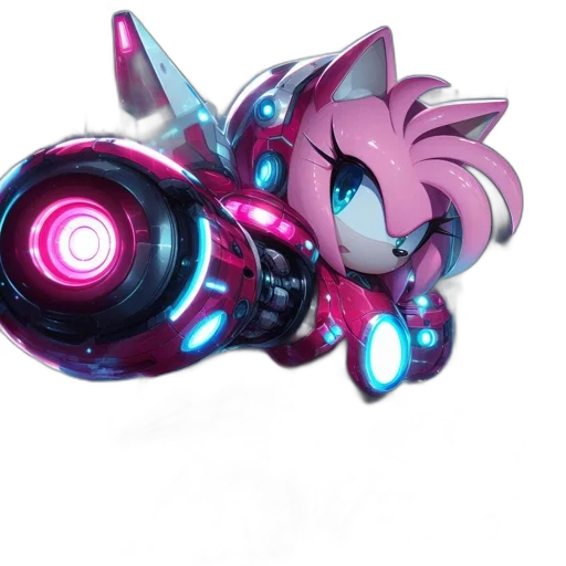 weapon, robot, staff, car, concept art, 3d render, cyberpunk, vaporwave transparent PNG cut-out