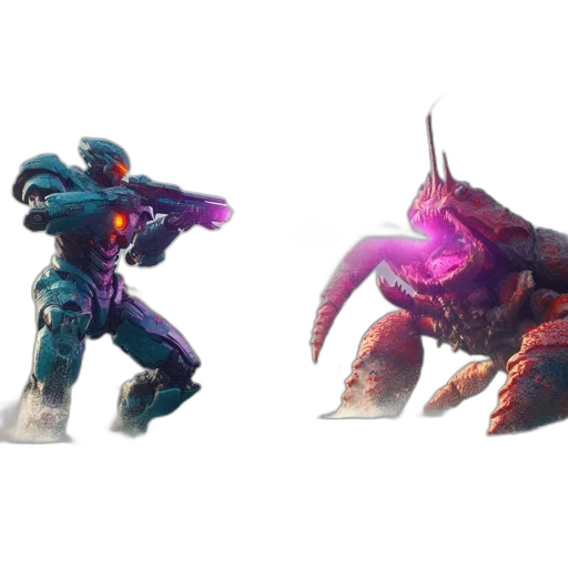 creature, robot, animal, concept art, 3d render, fantasy art, pixel art, blue transparent PNG cut-out