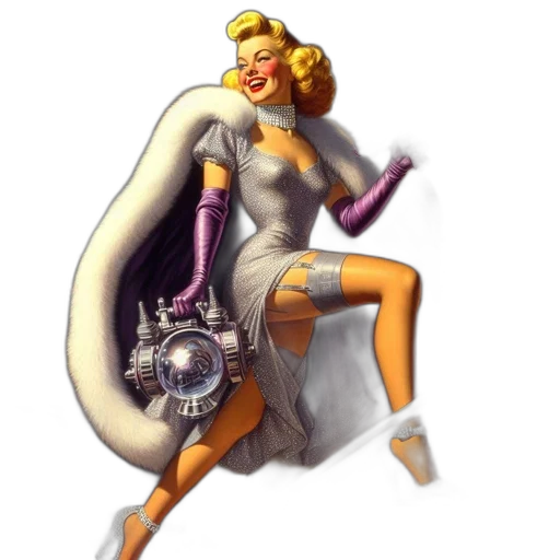 dress, jewelry, staff, robot, concept art, fantasy art, comic book art, 3d render transparent PNG cut-out