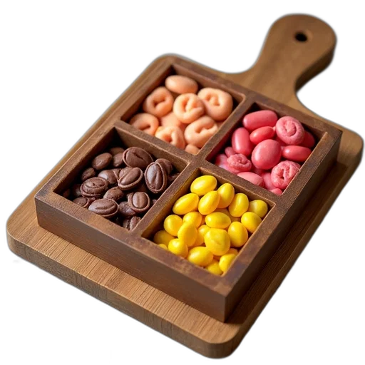 food, jewelry, 3d render, earth tones, colorful, wooden, cutting, board transparent PNG cut-out