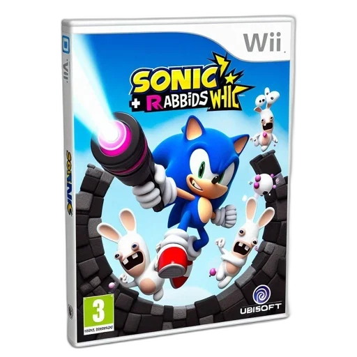 3d render, concept art, sonic, hedgehog, white, rabbits, rabbids, wii transparent PNG cut-out