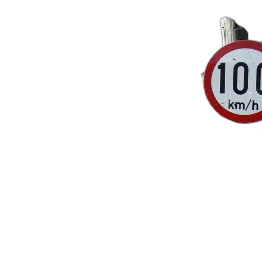 sign, indicating, speed, limit, 100, stands, next, dirt transparent PNG cut-out