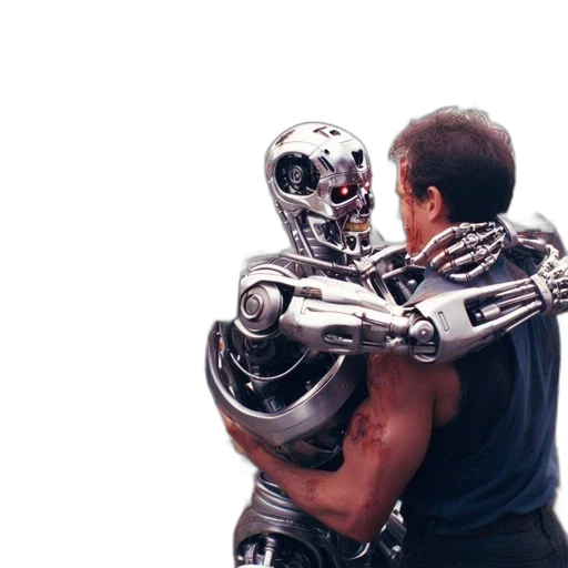 robot, concept art, outer space, behind-the-scenes, shot, wounded, man, comforted transparent PNG cut-out
