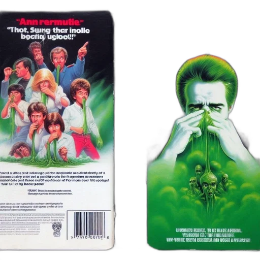movie, toot, vhs, cover, depicts, large, green-tinted, portrait transparent PNG cut-out