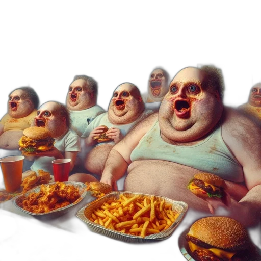 food, concept art, photorealistic, 3d render, multiple, versions, same, man transparent PNG cut-out