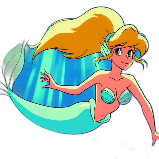 dress, concept art, cartoon, pixel art, watercolor, underwater, animated, mermaid transparent PNG cut-out