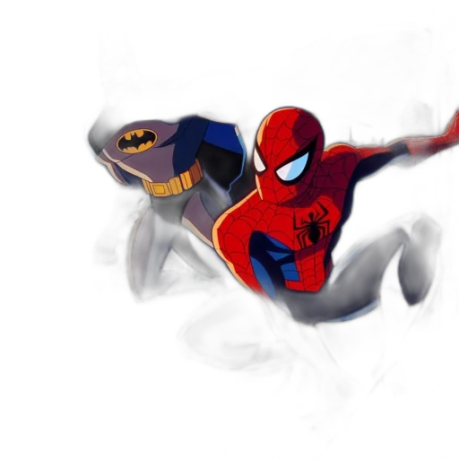 mask, concept art, comic book art, 3d render, fantasy art, fog, batman, spider-man transparent PNG cut-out