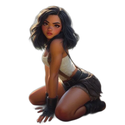 concept art, fantasy art, comic book art, photorealistic, earth tones, woman, dark, hair transparent PNG cut-out