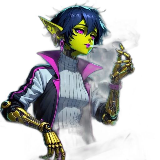 staff, jacket, fantasy art, concept art, pixel art, cyberpunk, neon lights, neon transparent PNG cut-out