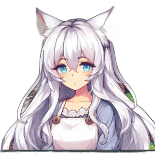 staff, face, anime, pixel art, fantasy art, concept art, monochrome, pixel transparent PNG cut-out