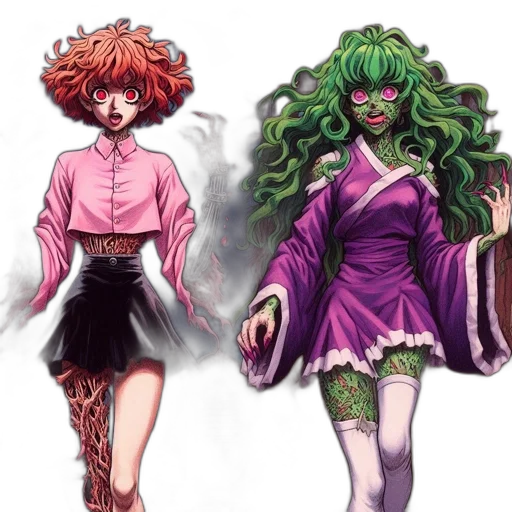dress, concept art, anime, fantasy art, comic book art, green, monochrome, neon transparent PNG cut-out