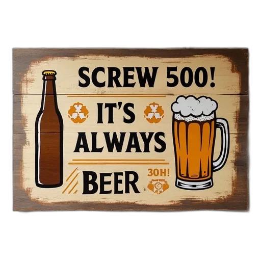 wooden, sign, rustic, design, placed, marble, surface, features transparent PNG cut-out
