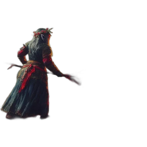 dragon, dress, staff, mask, concept art, 3d render, fantasy art, pixel art transparent PNG cut-out