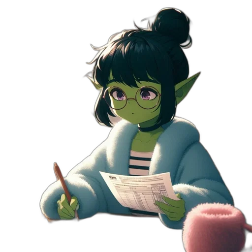 staff, concept art, fantasy art, watercolor, anime, green, animated, green-skinned transparent PNG cut-out