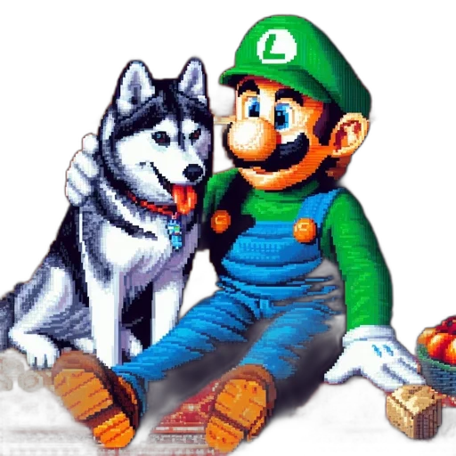 animal, pixel art, concept art, watercolor, comic book art, green, monochrome, luigi transparent PNG cut-out