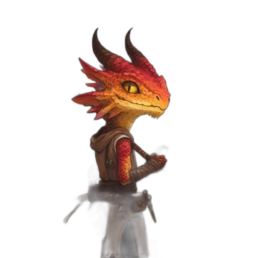 dragon, staff, creature, mask, concept art, fantasy art, pixel art, 3d render transparent PNG cut-out