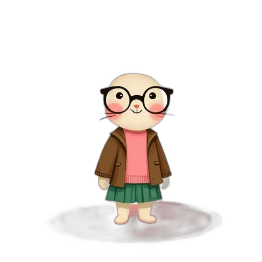 jacket, staff, animal, dress, cartoon, concept art, 3d render, pixel art transparent PNG cut-out