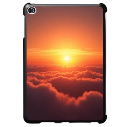 3d render, photorealistic, sunset, setting, sun, clouds, ipad, mini transparent PNG cut-out