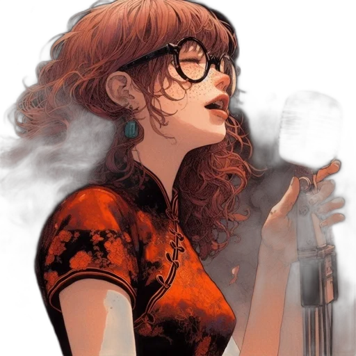 dress, comic book art, concept art, fantasy art, cyberpunk, fire, red, young transparent PNG cut-out