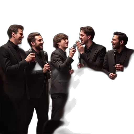 group, men, singing, playing transparent PNG cut-out