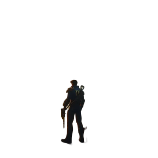 staff, weapon, jacket, robot, pixel art, concept art, 3d render, cyberpunk transparent PNG cut-out