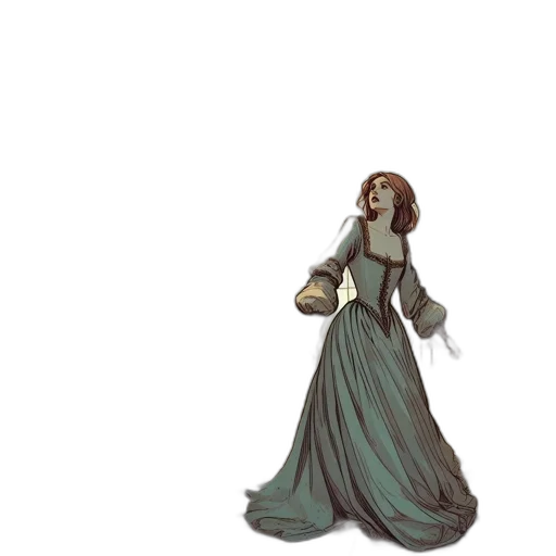 dress, staff, concept art, pixel art, fantasy art, comic book art, earth tones, dark transparent PNG cut-out