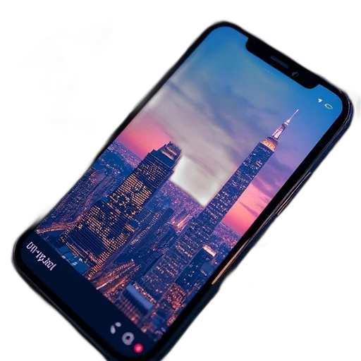 vaporwave, cyberpunk, photorealistic, concept art, sunset, blue, top, iphone transparent PNG cut-out