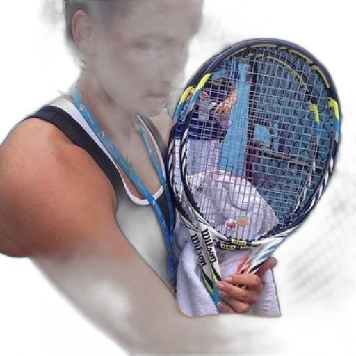 face, staff, photorealistic, 3d render, tennis, player, holds, her transparent PNG cut-out