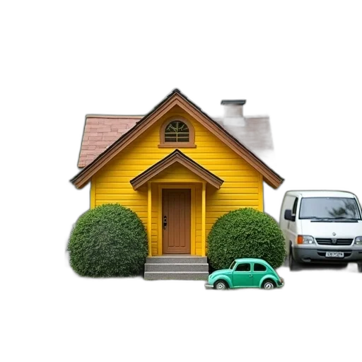 car, building, furniture, 3d render, photorealistic, concept art, pixel art, city street transparent PNG cut-out
