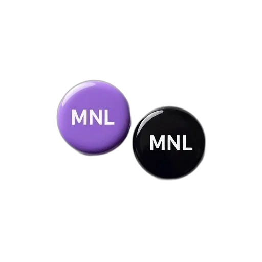 3d render, dark, monochrome, purple, button, text, mnl, white transparent PNG cut-out